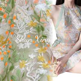 2025网单爆款多色3mm刺绣花面料连衣裙马甲蓬蓬裙女装夏季wedding
