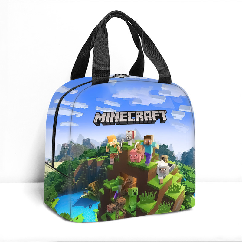 Minecraft ランチバッグ漫画アニメーション小中学生食事バッグ子供用アイスバッグ屋外食事バッグポータブルランチボックスバッグ|undefined