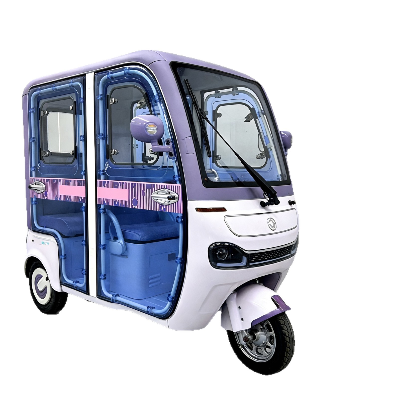 Triciclo eléctrico de alta potencia de dos filas de asiento pequeño para niños de transporte de pasajeros y mercancías sellado completo