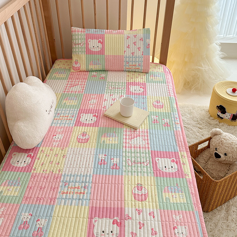 2025 New Cotton Baby Cotton Bed Cover Cartoon Bed Sheet Kindergarten Cute Cushion