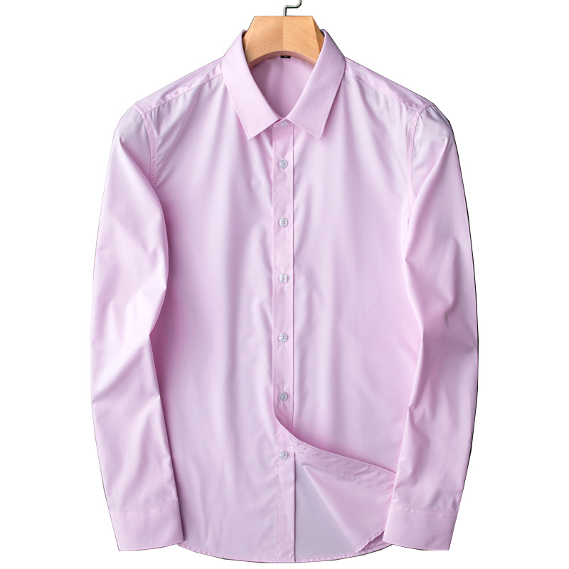 2024 Nuova camicia da uomo professionale a maniche lunghe per affari leggeri, vestibilità slim, senza stiratura, tinta unita, di alta qualità, grande_voghion.com