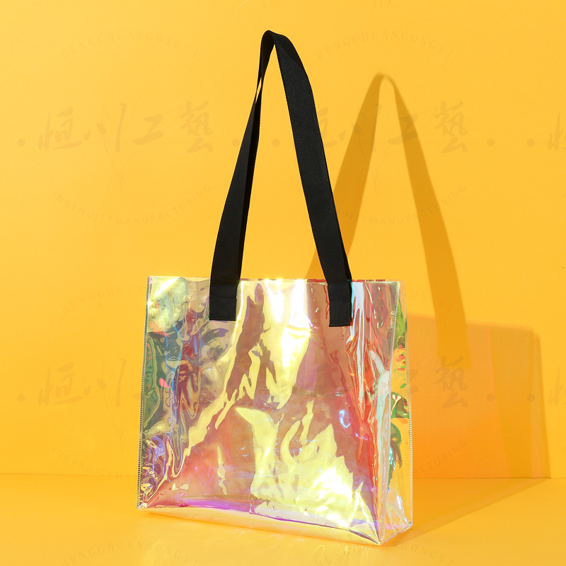 炫彩PVC购物袋镭射服装手提袋包装彩虹袋幻彩TPU网红果冻包可定