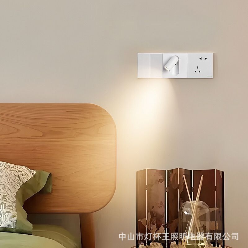 86 tipo LED lámpara de cabezal de cama hotel lámpara de pared dormitorio enchufe cuadrado interruptor de pared reflector incrustado luz de lectura