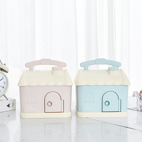 Internet celebrity piggy bank piggy bank creative cartoon shape cute little house removable large capacity plastic piggy bank