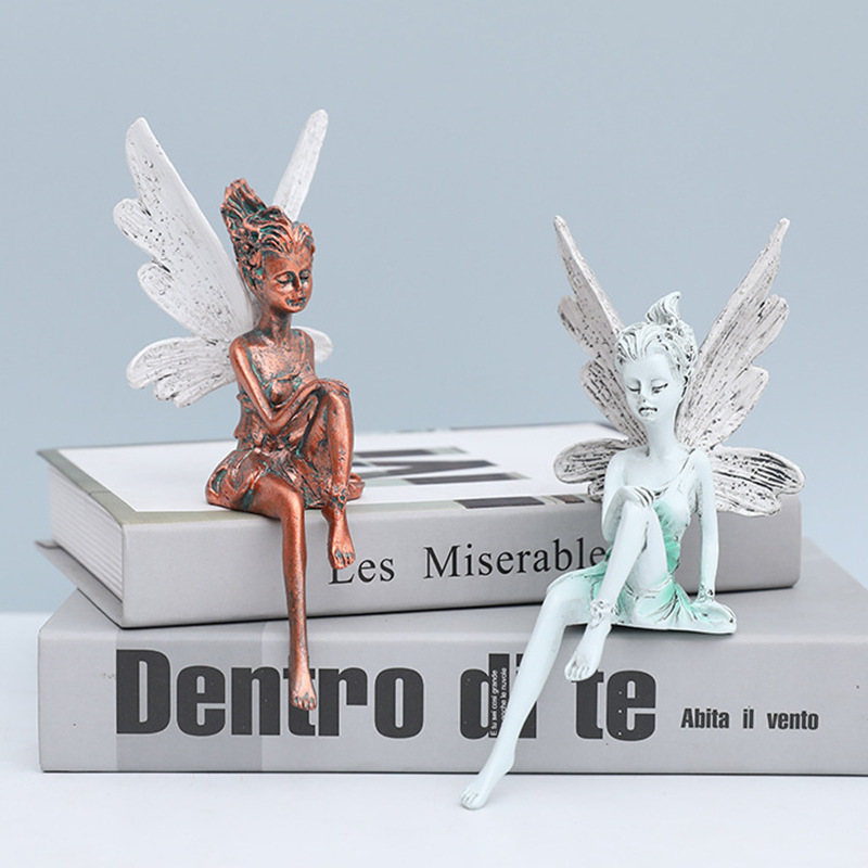 Angel vintage fairy figurine desktop sculpture flower fairy resin craft garden Thulek decorative piece