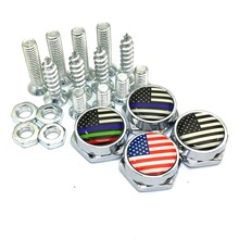 亚马逊专供 国旗车牌螺丝 车牌固封扣 金属装饰牌扣 牌照架防螺丝