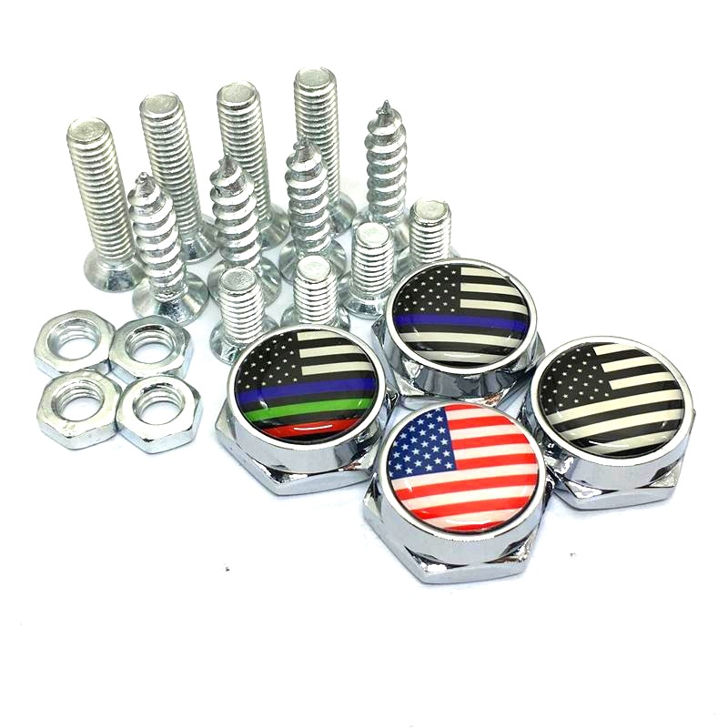 亚马逊专供 国旗车牌螺丝 车牌固封扣 金属装饰牌扣 牌照架防螺丝