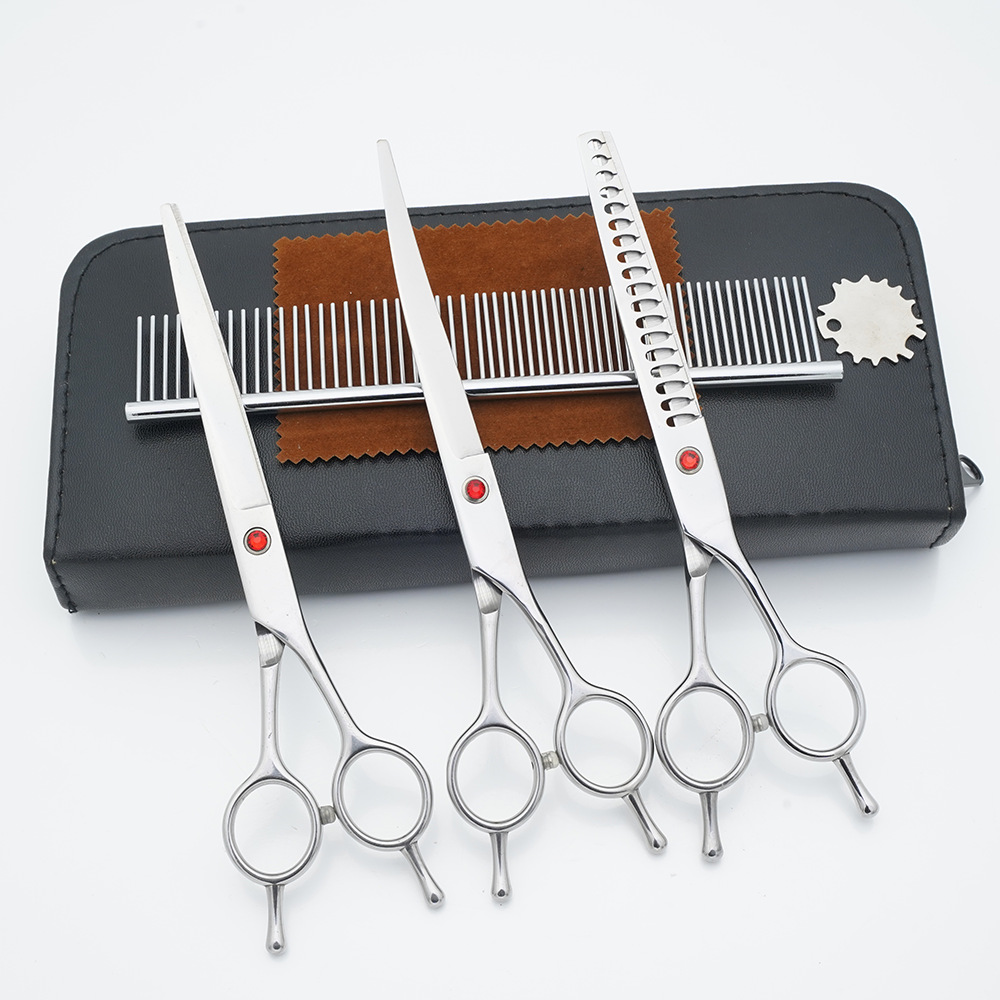 Ventas directas de fábrica para mascotas de acero inoxidable de 7 pulgadas tijeras de aseo para mascotas tijeras de corte de pelo para perros tijeras finas de espina de pescado