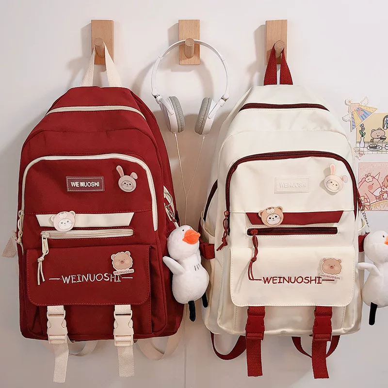 Backpack, shoulder bag, universal small bag, for secondary school, Korean style
