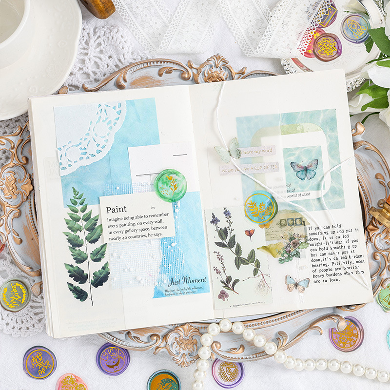 Candle del sur pasado impermeable transparente mascota pegatinas de tela de mano bolsa retro pintura pegatinas de fuego sobre pegatinas de niños caja de regalo sello pegatinas