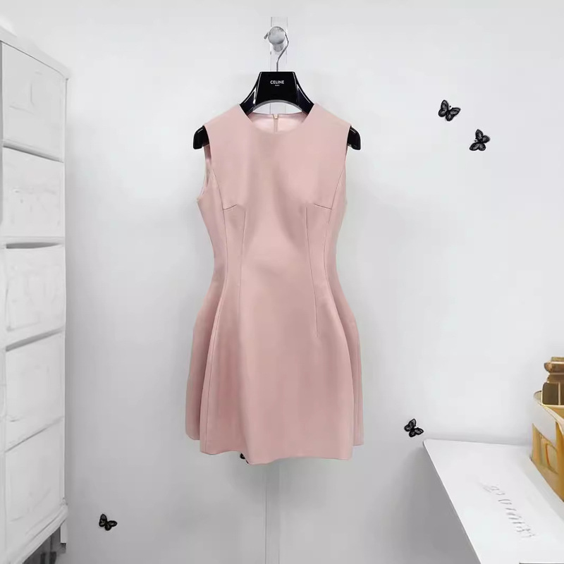 Intellectual Elegant Commuting Wear Age-Reducing Bud Dress Stereo Cutting Pure Color Vest Dress Women's Summer Elegance