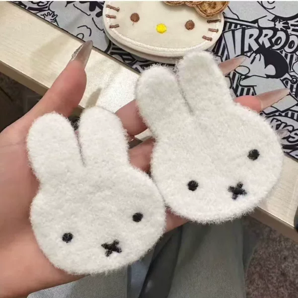 DIY Cute Rabbit Plush Cartoon Hair Clip Bangs Patch Sweet Girl No-Trace Magic Hair Accessory