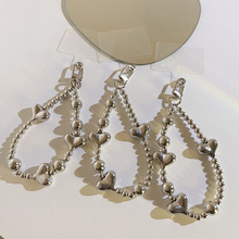 高颜值银色爱心短款配饰珠珠链条通用手机壳钥匙挂件手机挂绳防摔