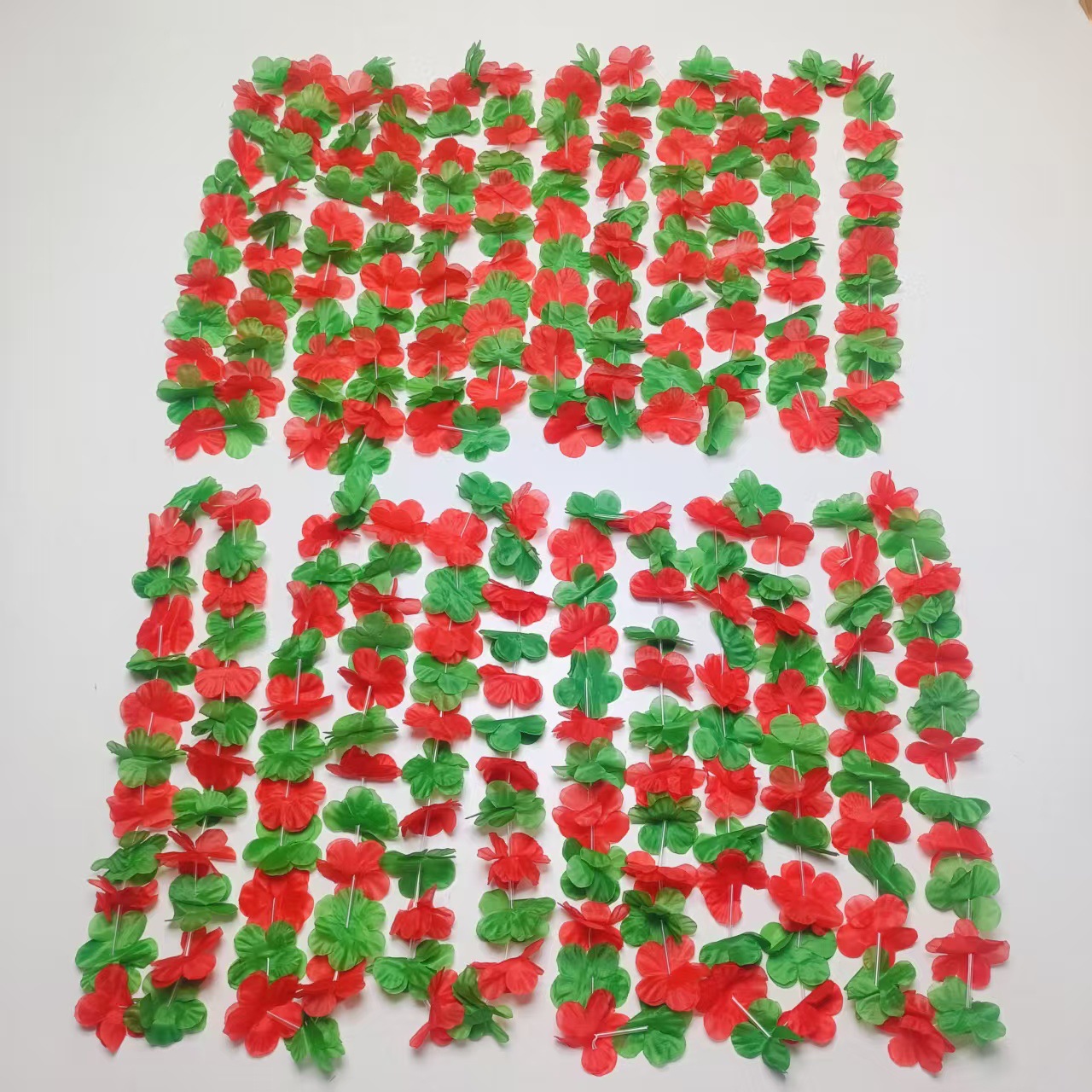 Hawaiano transfronterizo 24 pares rojo verde mezcla de flores de sol de color guirlandas amazonas hula party guirland