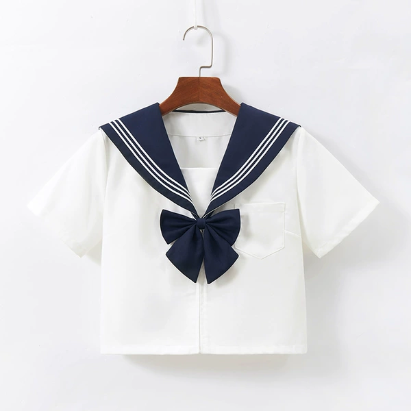 Short sleeves (comes with navy blue tie)
