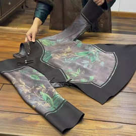 真丝香云纱新中式唐装女冬季2024新款中国风复古改良旗袍盘扣上衣