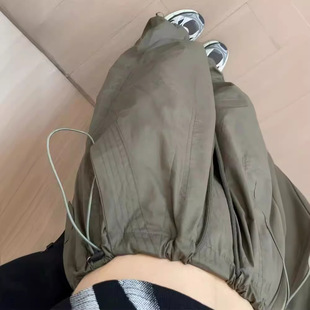 American Overalls for Women, High-End Pants for Women, Spring and Autumn High-Waisted Wide-Leg Sweatpants, Straight Casual Sports Pants, Trousers
