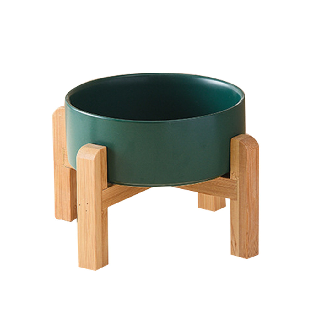 Tazón para perros de Amazon transfronterizo Tazón de arroz de mármol para gatos Marco de madera de bambú de patas altas Tazón para beber Tazón para comida para gatos Tazón para gatos Cerámica