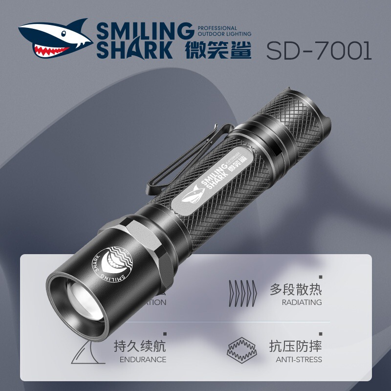 Adjustable Focus, Rechargeable Long-Range Flashlight with Tail Switch, Tactical Flashlight, Aluminum Alloy, Outdoor Portable, Pen Clip Design