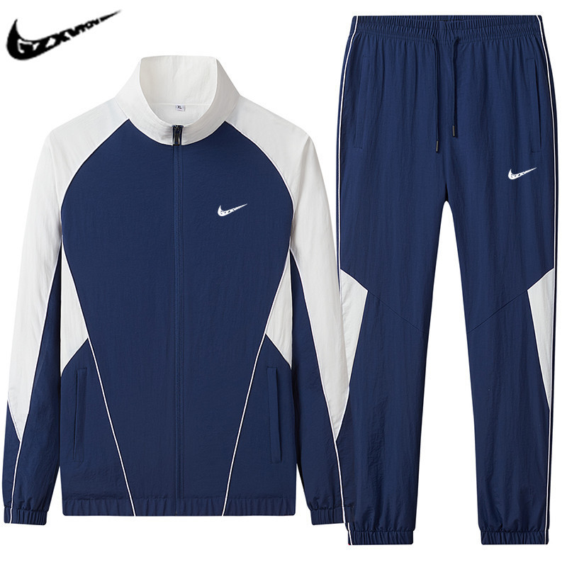 Cross-Border 2025 Spring and Autumn Sports Casual Suit for Men, Velvet Four-Level Waterproof Trendy Brand Fashion Color-Blocking Men's Suit