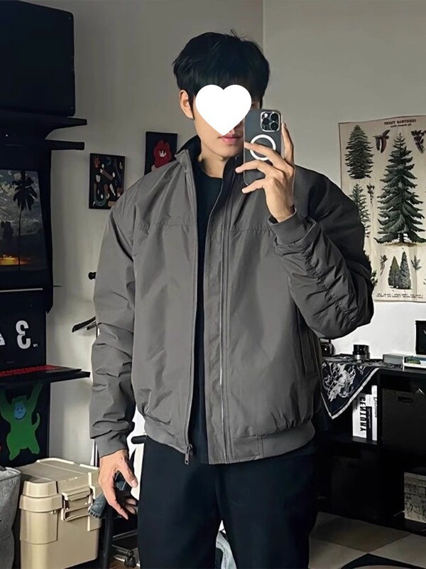 American-Style Three-Proof Silhouette Jacket for Men, Spring and Autumn Trendy Brand Pilot Short Stand-Up Collar Workwear Coach Jacket