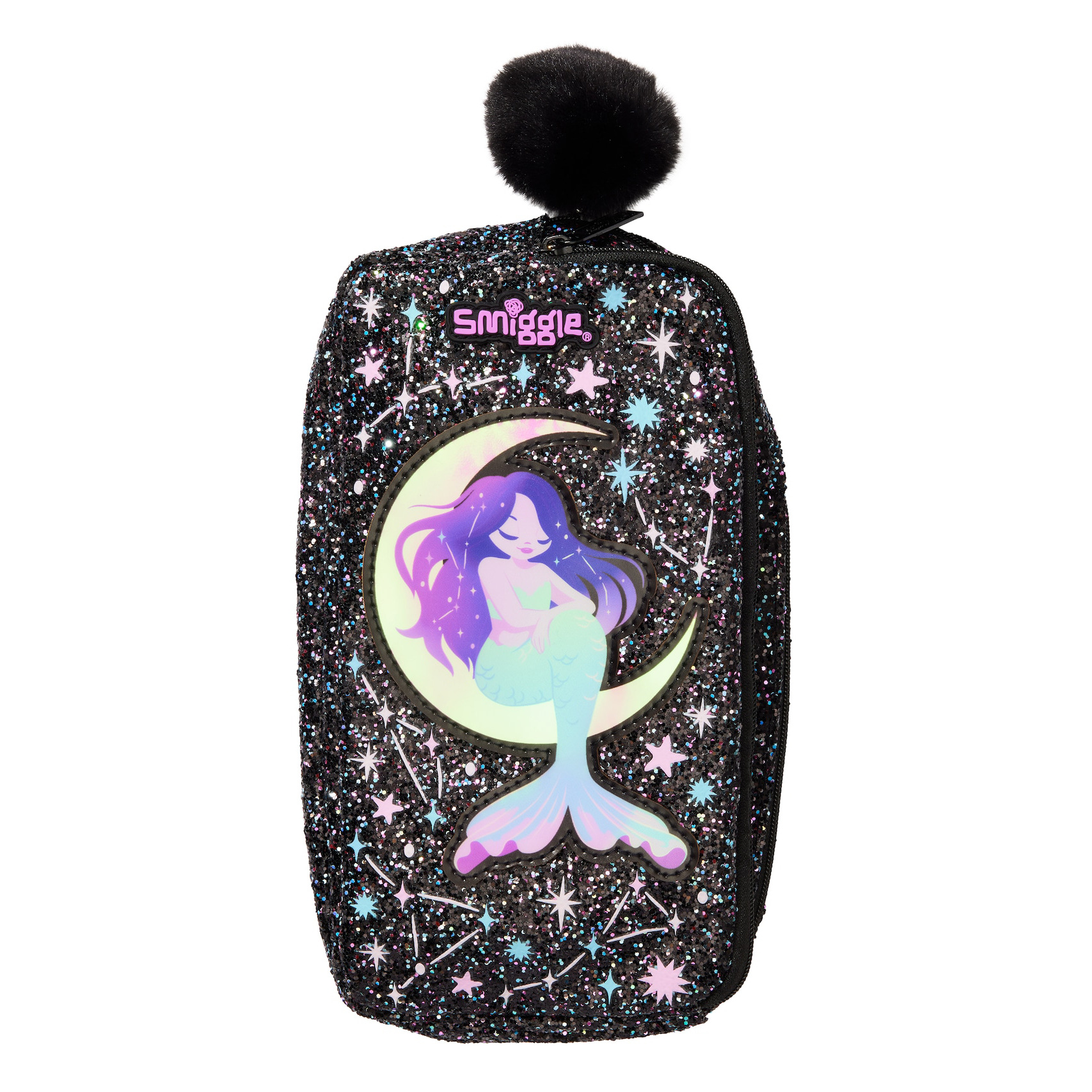Black double-layer small clutch bag, new collection, mermaid