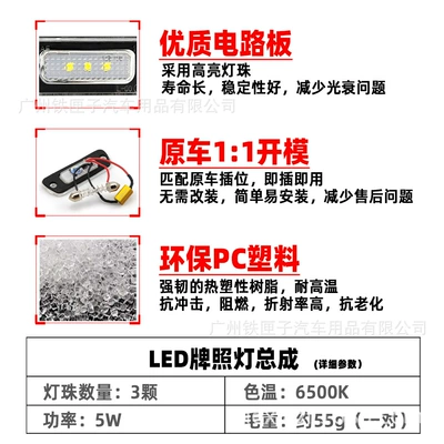 Suitable for Benz Mercedes-Benz License plate lamp
