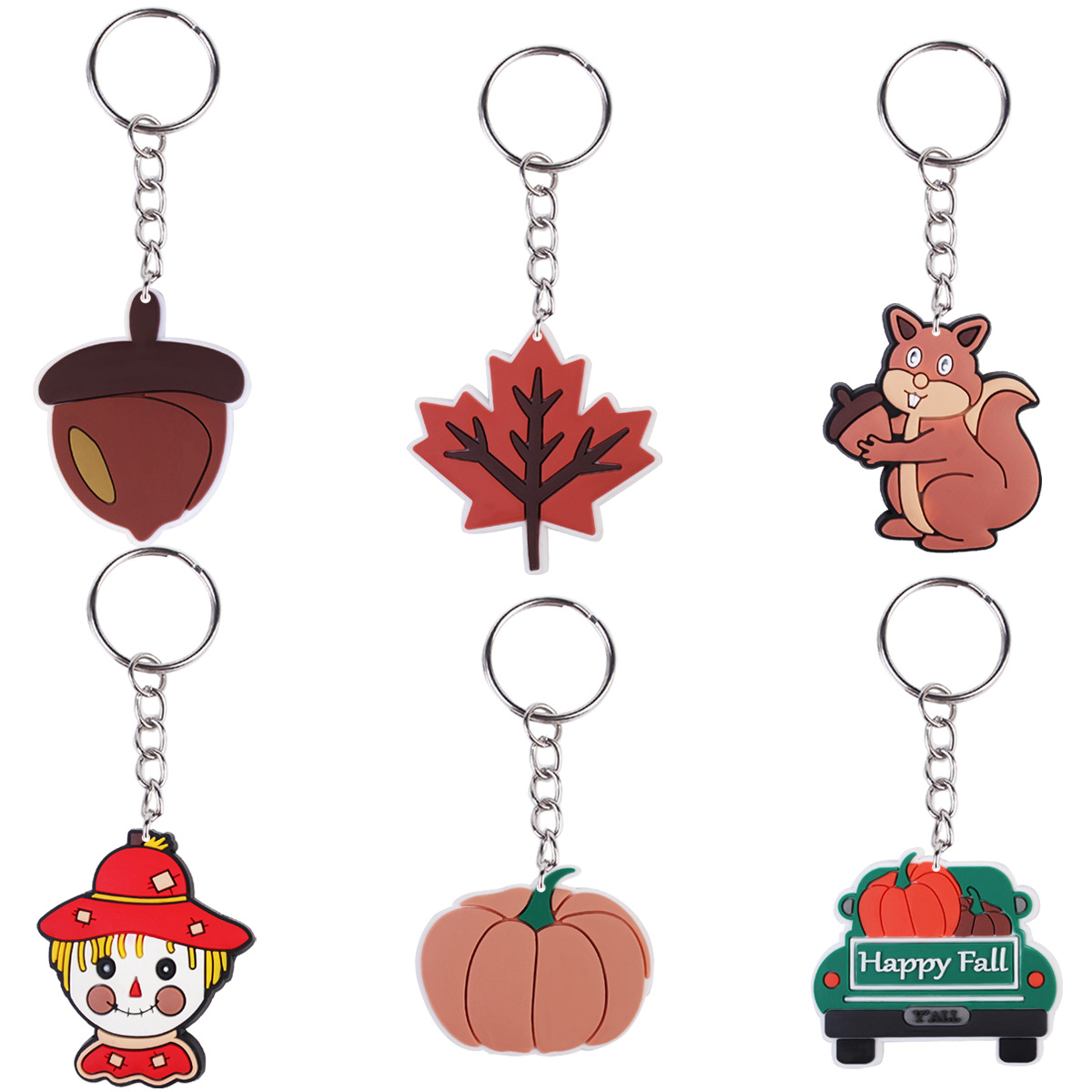Autumn Theme Keychain Squirrel Cute Cartoon Schoolbag Decorative Pumpkin Amazon AliExpress Hishin Key Chain