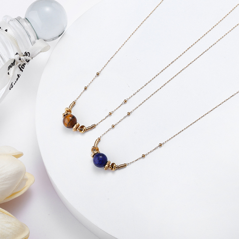 8g Weight Necklace Classification 304 Stainless Steel Chain Material 1 Piece Quantity Holiday, Daily Occasion 304 Stainless Steel, natural stone Material Geometric Pattern Women's Gender Beaded Design Casual, Simple Style Style Casual Simple Style Geometric 304 Stainless Steel Natural Stone Necklace In Bulk 6