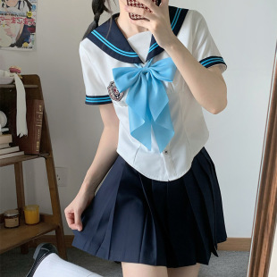 Japanese JK Sailor Suit Orthodox College Style School Style Short Sleeve Uniform Skirt Pleated Skirt suit Summer Women
