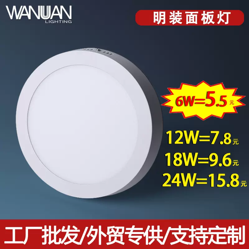 led明装面板灯 圆形方形筒灯 明装吸顶过道灯3.5寸4寸8寸10寸