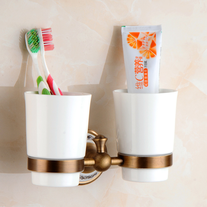 全銅バスタオル掛けヨーロッパ風模造青花磁器浴室ストラップセット壁掛け式トイレタオル棒|undefined