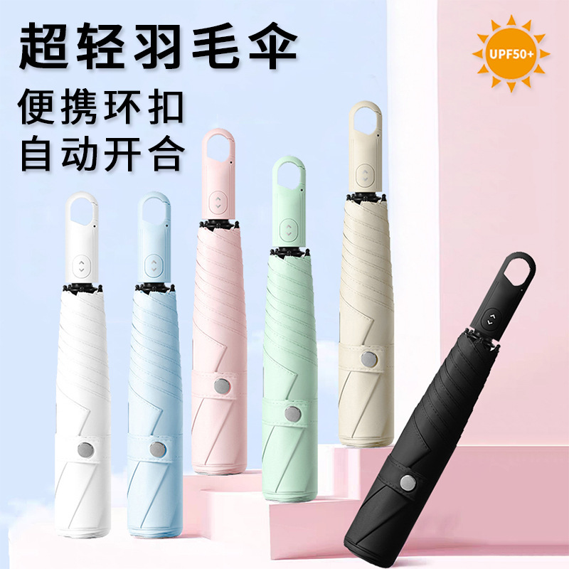 Feather Light Weight Pencil Umbrella with Black Coating, Uv Protection, Sunshade, Ring Buckle, Foldable, Promotional Umbrella, Custom Gift with Logo