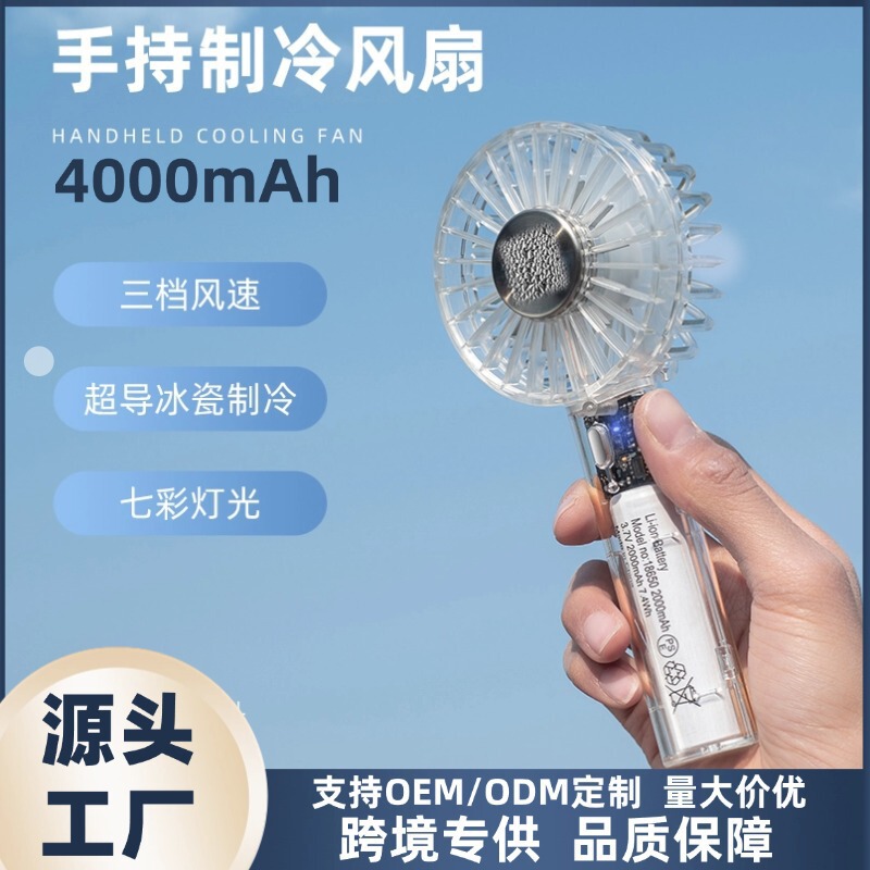 2025 ハンドヘルド小型ファン USB クロスボーダー透明冷却ファン屋外タービン高速ハンドヘルドファン卸売|undefined