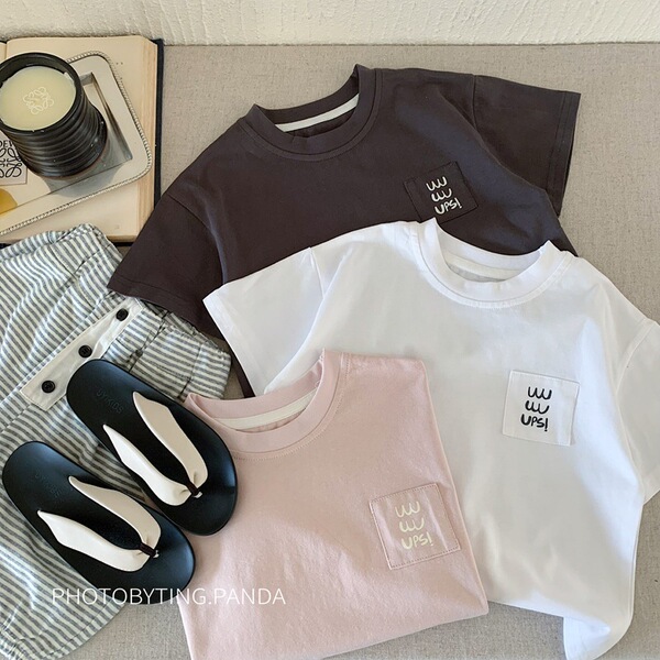 Japanese summer children's white T-shirt for boys