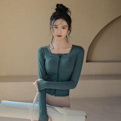 New Zipper Long-Sleeve Quick-Dry Slimming Yoga Fitness Running Top for Women