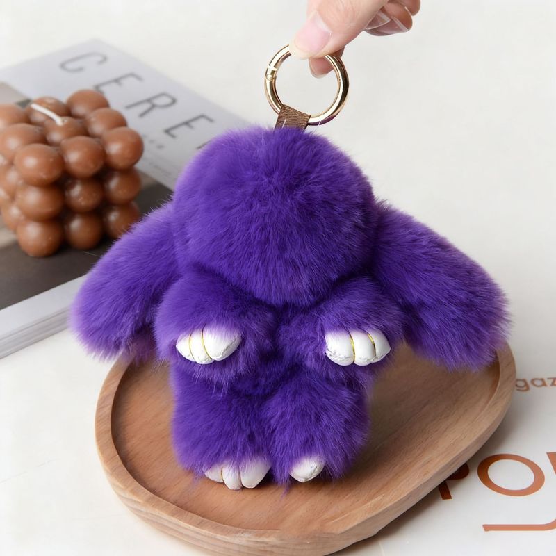 小さなウサギの毛皮ミニチュア装飾品、ウサギの毛皮バッグチャーム、ふわふわで可愛いランドセル、車のキーホルダー飾り|undefined