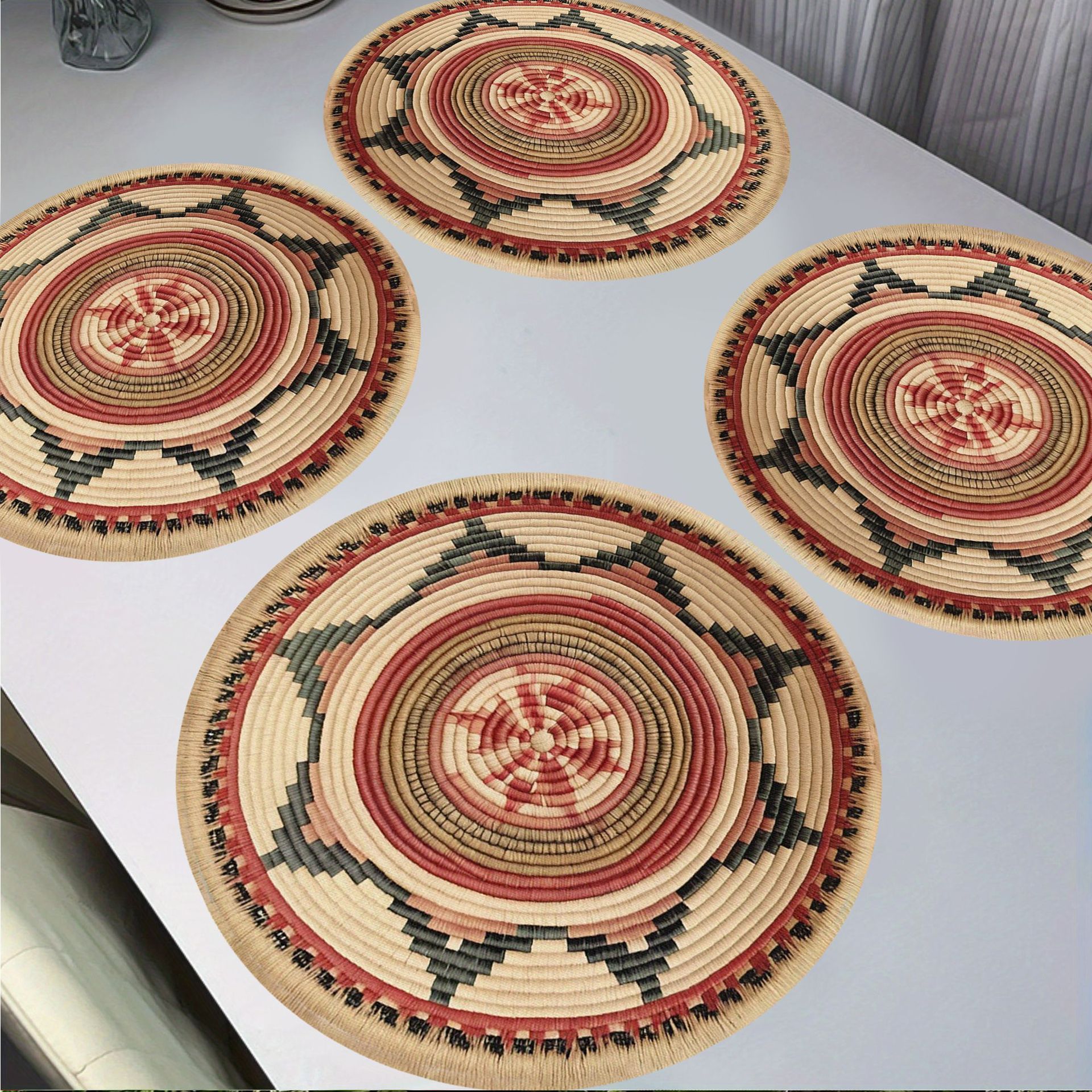 temu Hot Sale Diamante Impresión 2D Cojín de mesa redondo estilo bohemio cojín de lino para diseñar