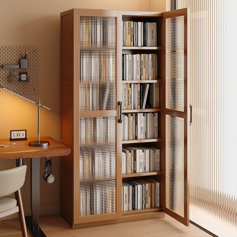 Bookcase Bookshelf Floor-Standing Storage Rack Simple Living Room Integrated Wall-Mounted Narrow Gap Cabinet with Door Dust-Proof Storage Storage Cabinet