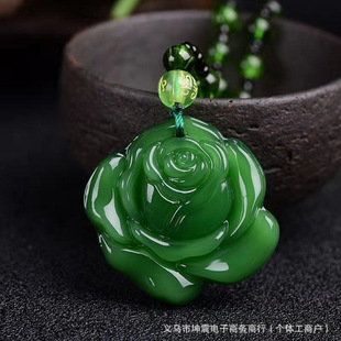 Tiktok Xiaohongshu Hot-Selling Chinese Style Long Sweater Chain Dark Green Light Green Pendant Live E-Commerce Manufacturer Direct Sale