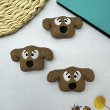 可爱迷你卡通毛绒咖啡狗胸针DIY发夹饰品儿童鞋袜手套围巾配件