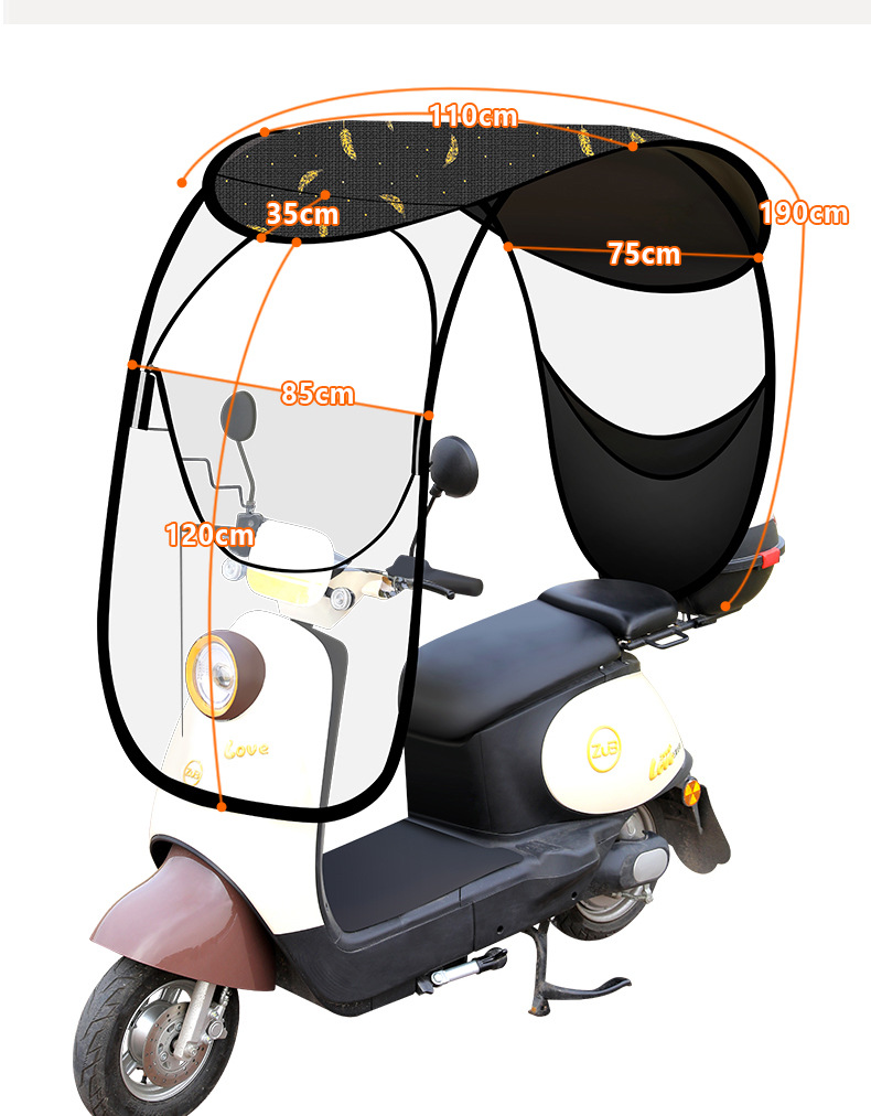 New Model Electric Scooter Rain Shelter, Sunshade Umbrella, Rainproof Canopy for Electric Motorcycles, Windproof and Sun Protection