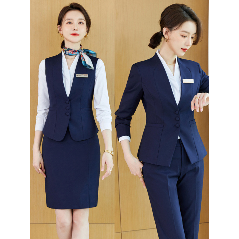 High-End Formal Business Attire Women's Suit Hotel Front Desk Reception Manager Work Clothes Catering Vest Suit