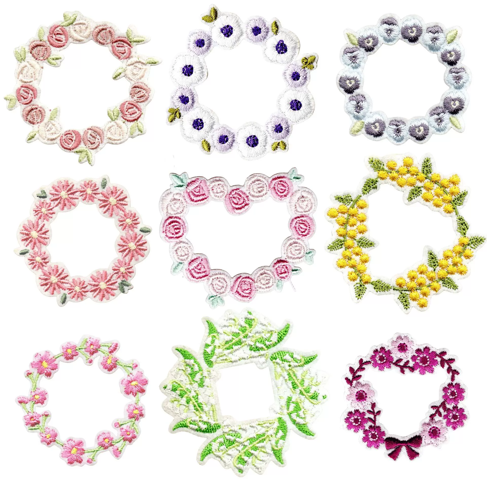 新款花朵布贴包包刺绣椭圆形绣花布贴衣服贴布服装辅料补丁贴