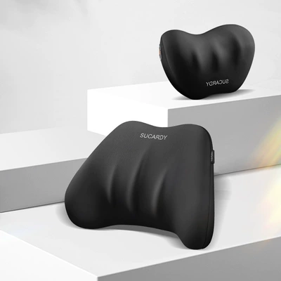 Waist support waist cushion neck pillow car headrest memory foam car cushion summer manufacturers pillow car pillow (Waist support) - black-headrest