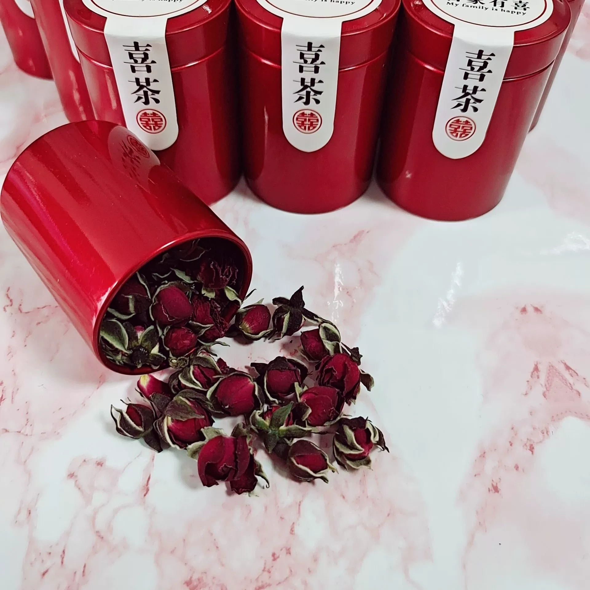 Мини-банка для чаевых в подарке (Xixi) красная металлическая банка, ассорти цветов и улунский чай, 2–5 г