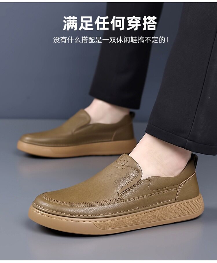 Giày lười nam da bò cổ điển đế bằng mềm nhẹ dễ xỏ, kiểu dáng thường ngày — 6036 màu nâu, 6036m màu chi tiết 16