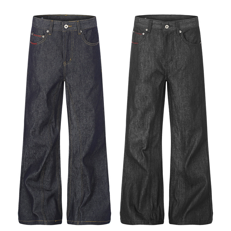 Dc+G60039 Hand-Stitched High-End Thread 13.5 oz Baggy Raw Denim Loose Straight-Leg Street Style Original Color Jeans