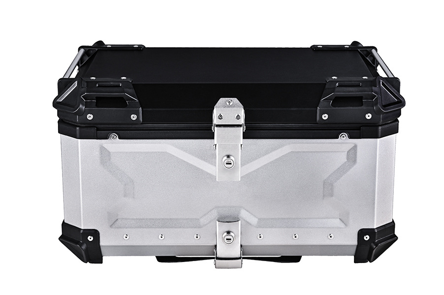 Gran capacidad en relieve aleación de aluminio tronco caja de almacenamiento locomotora camping caja de almacenamiento 100L/80L plata/negro