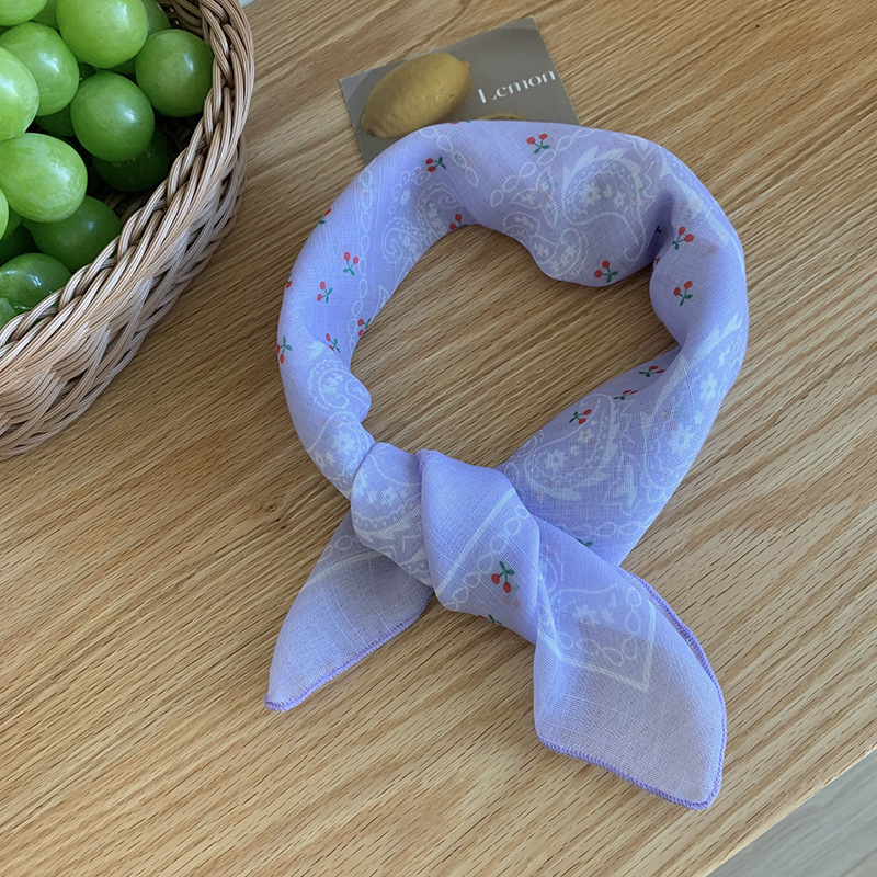 60 pequeñas bufandas cuadradas flores de anacard de verano versátiles seda de decoración de pañuelo impresa bufandas de seda envoltura pañuelo correa de pelo